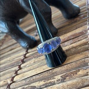 Tanzanite-Colored Crystal Band Ring – Silver size 8